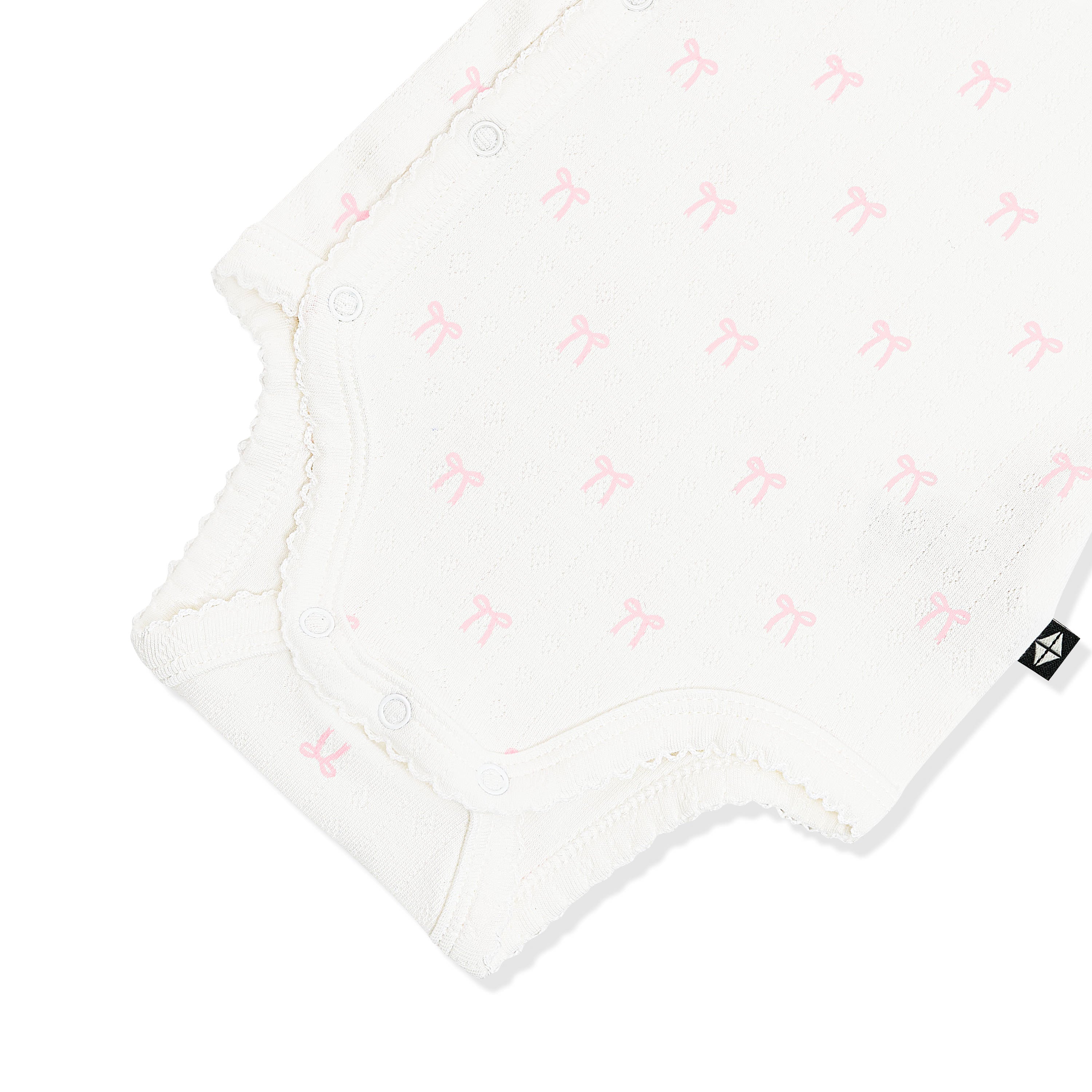 Pointelle Kimono Bodysuit in Sweet Pink Bow