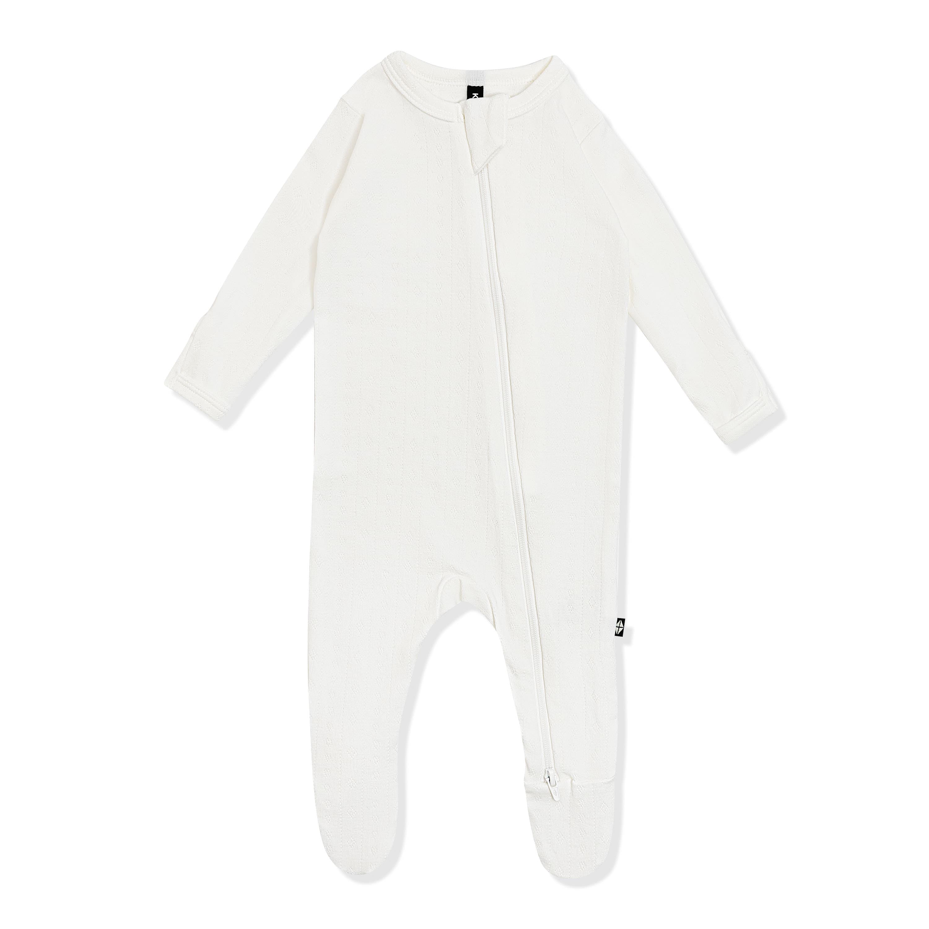 Pointelle Zippered Footie in Cloud