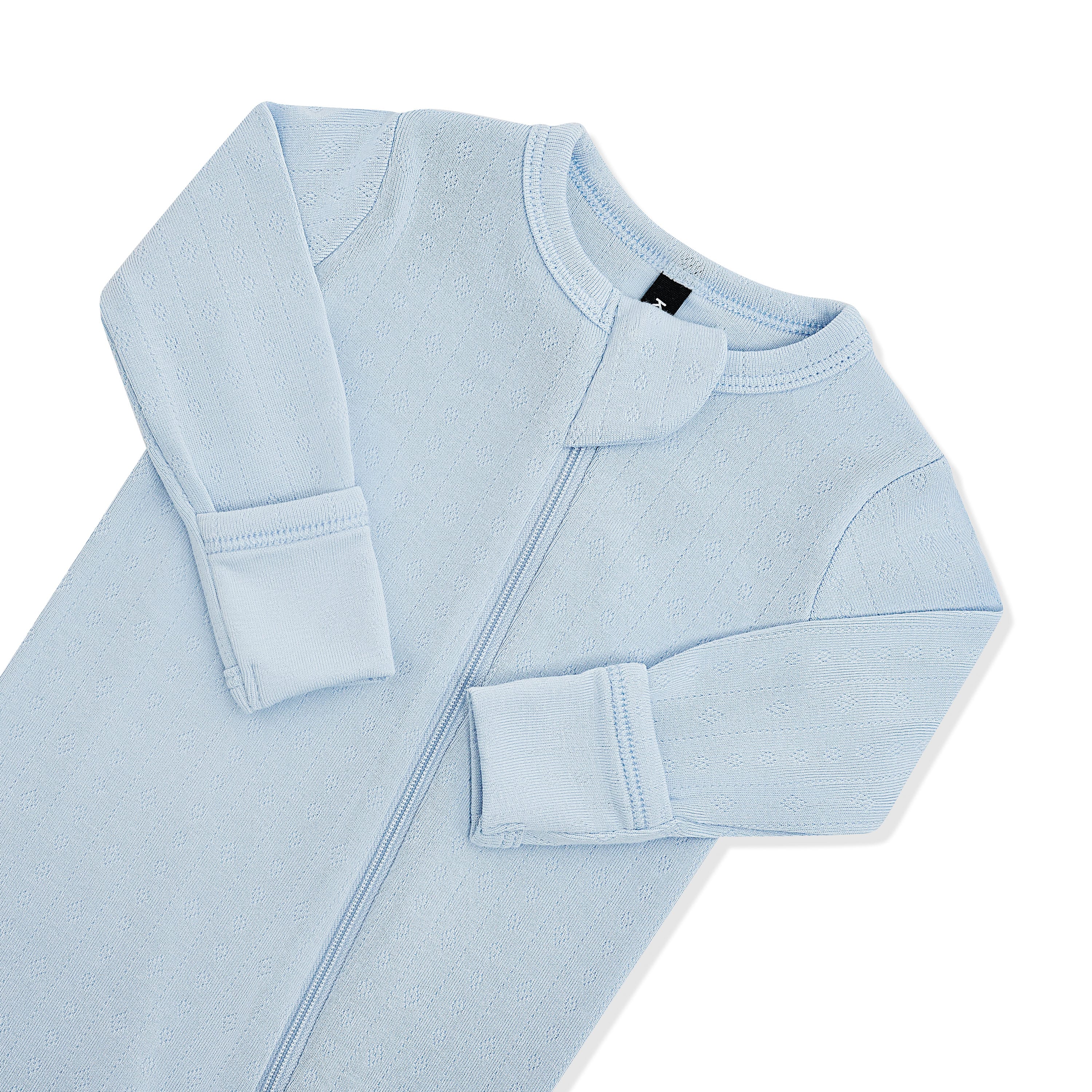 Pointelle Zippered Footie in Breeze