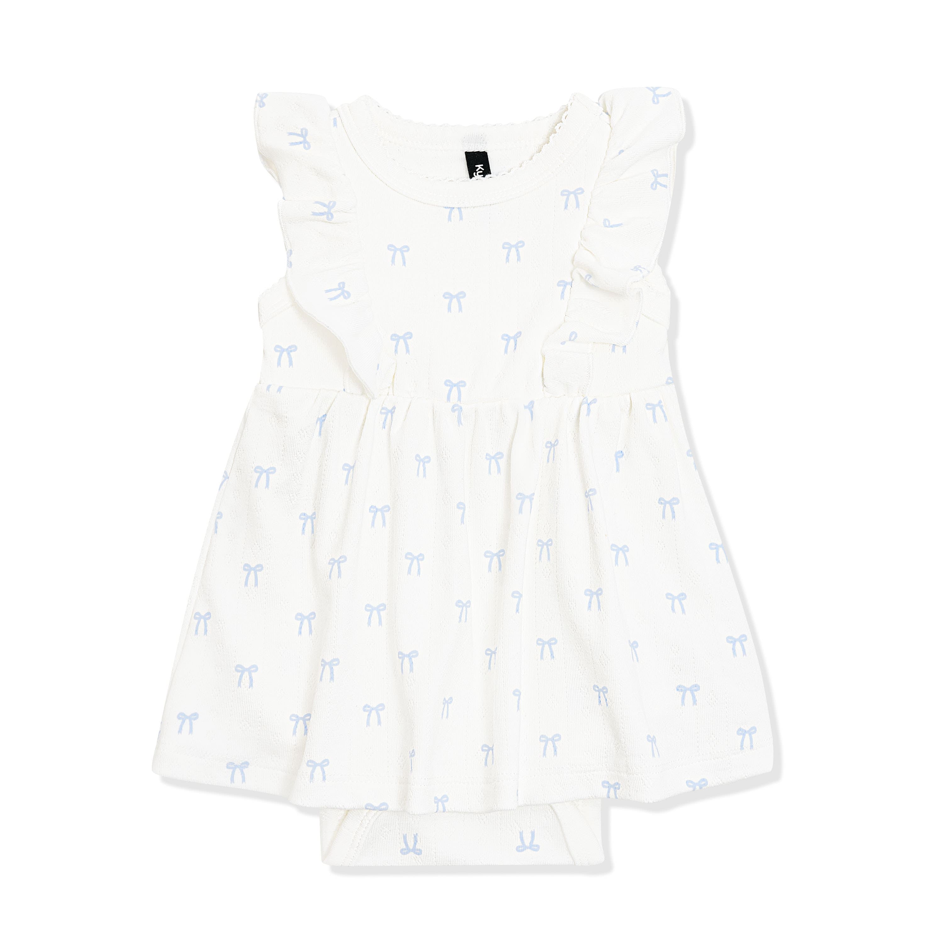 Pointelle Bodysuit Dress in Sweet Blue Bow