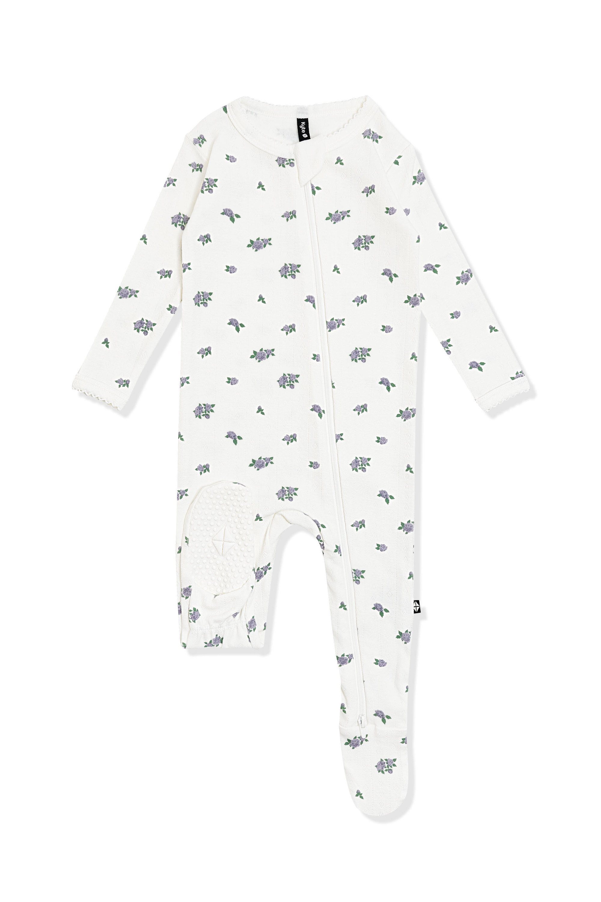 Pointelle Zippered Footie in Spray Rose