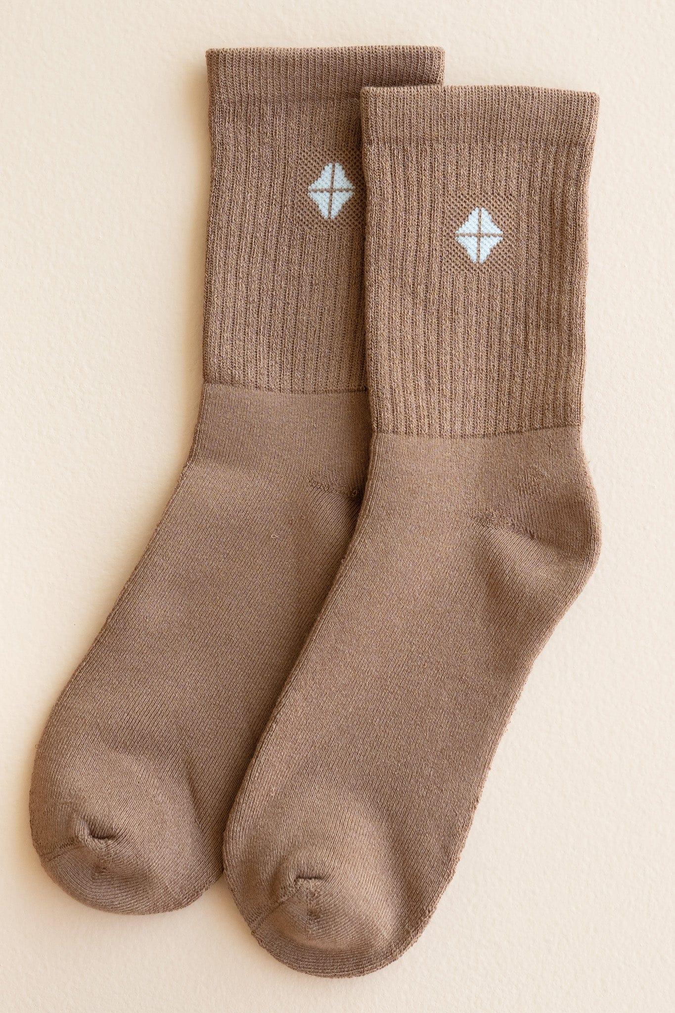 Adult Crew Socks in Latte