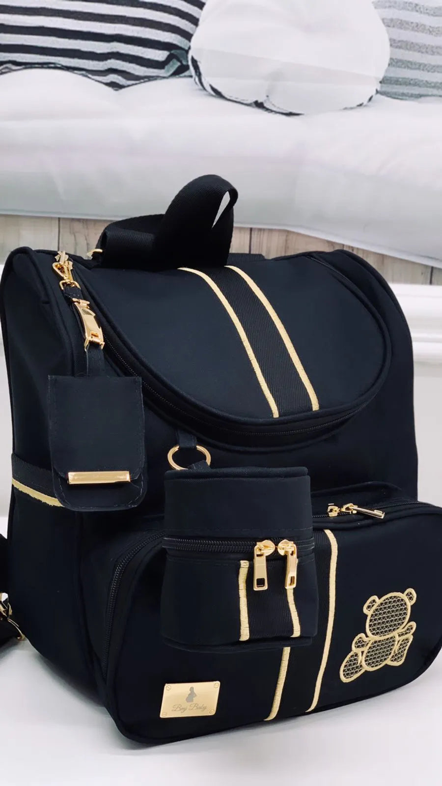 Premium Luxury Black 2-Piece Maternity Bag Set – Large Bag and 2-in-1 Backpack