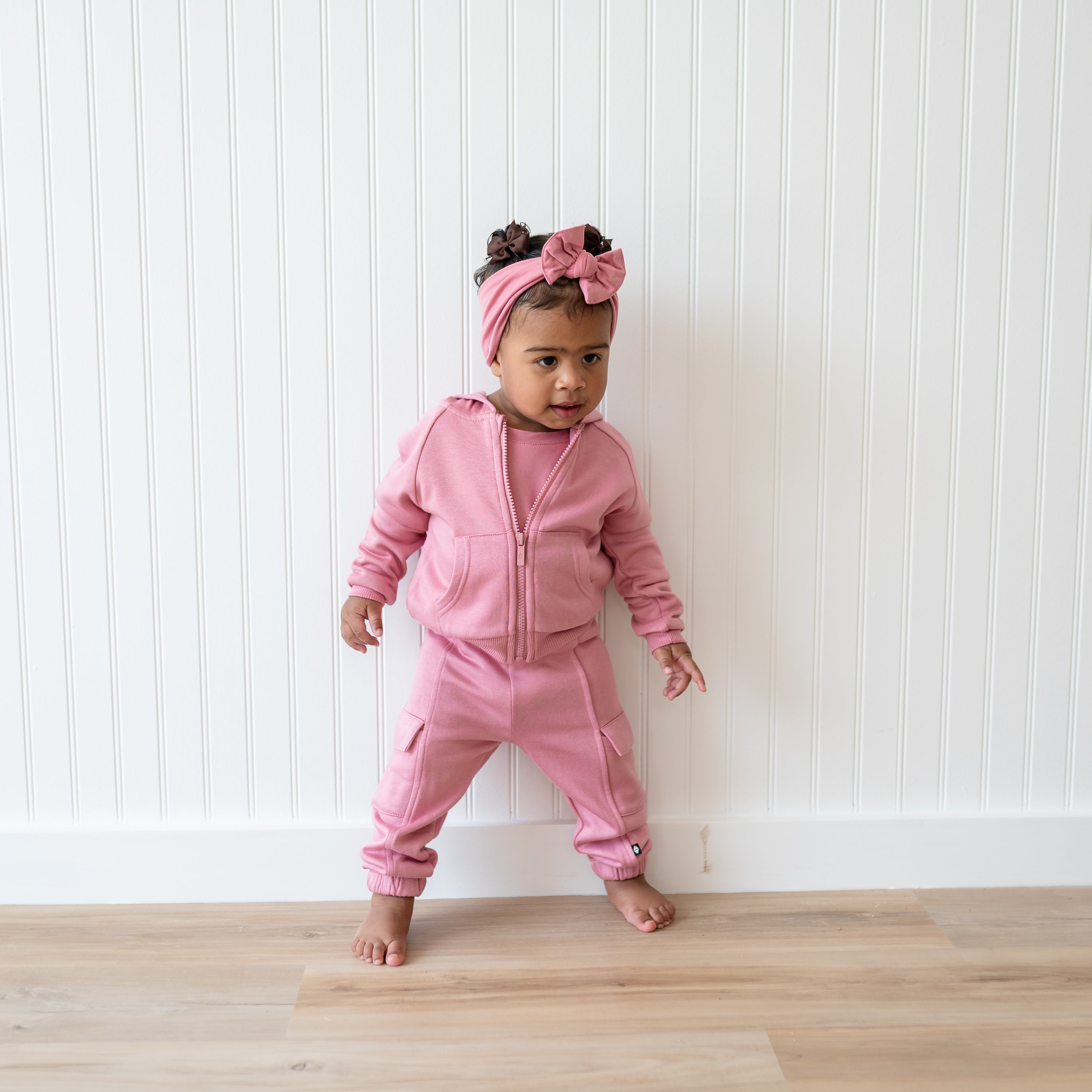 Fleece Cargo Pants in Apple Blossom