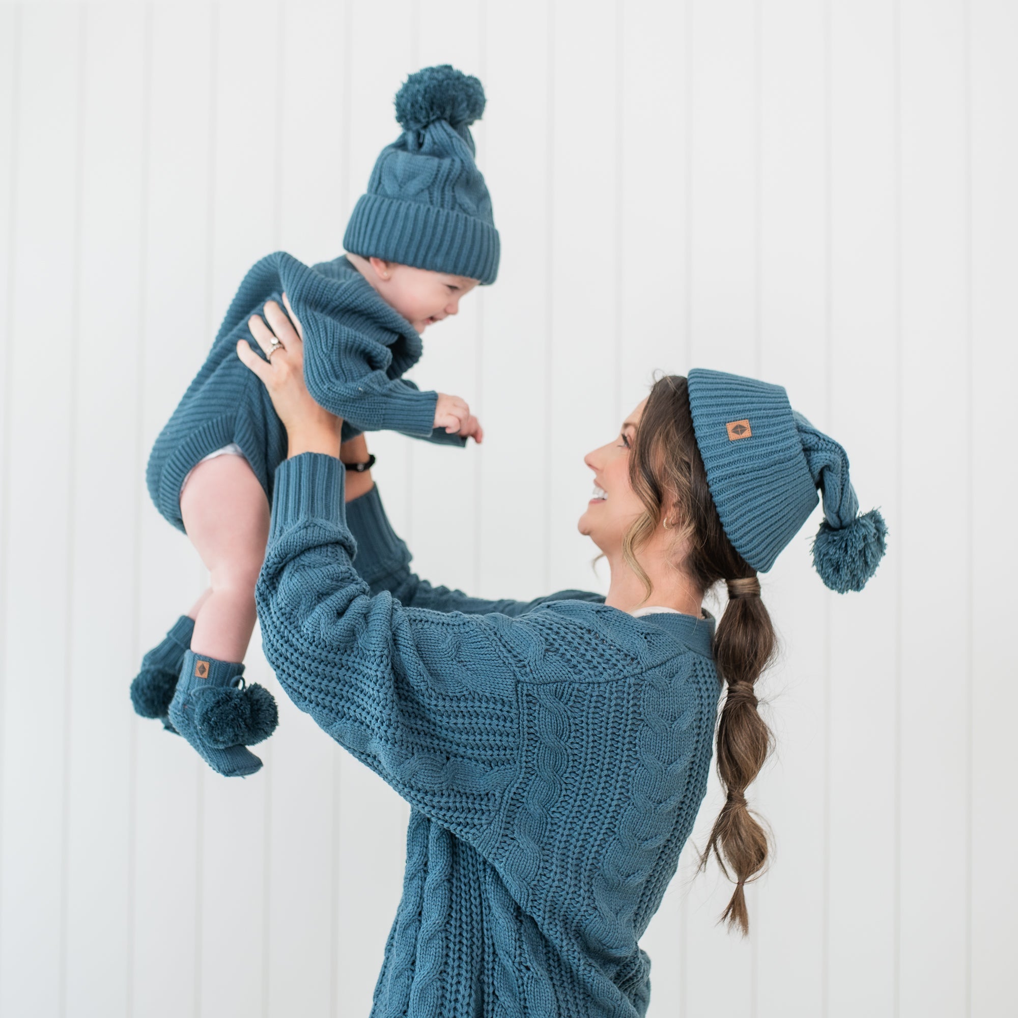 Chunky Knit Romper in Atlantic