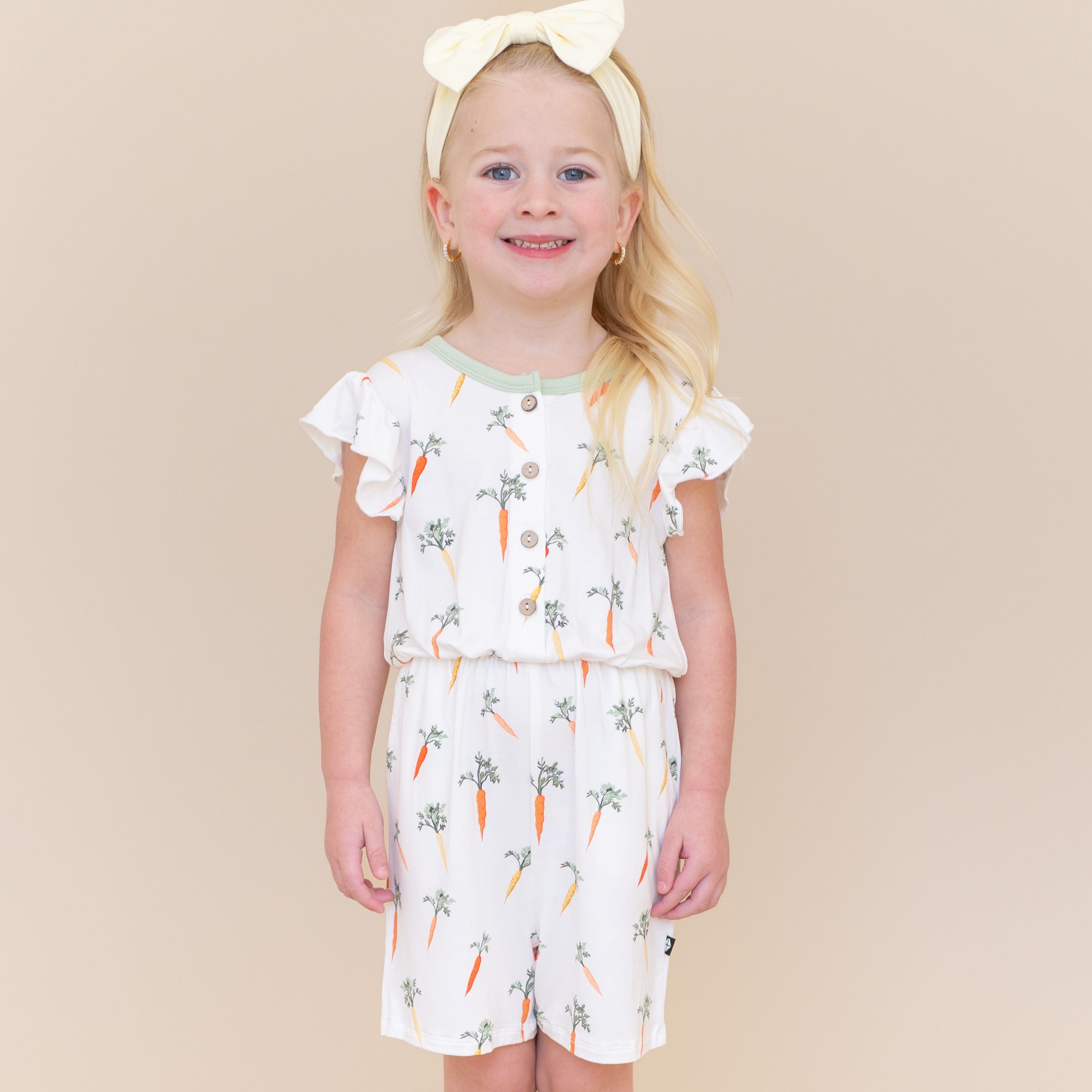 Flutter Sleeve Romper in Carrot