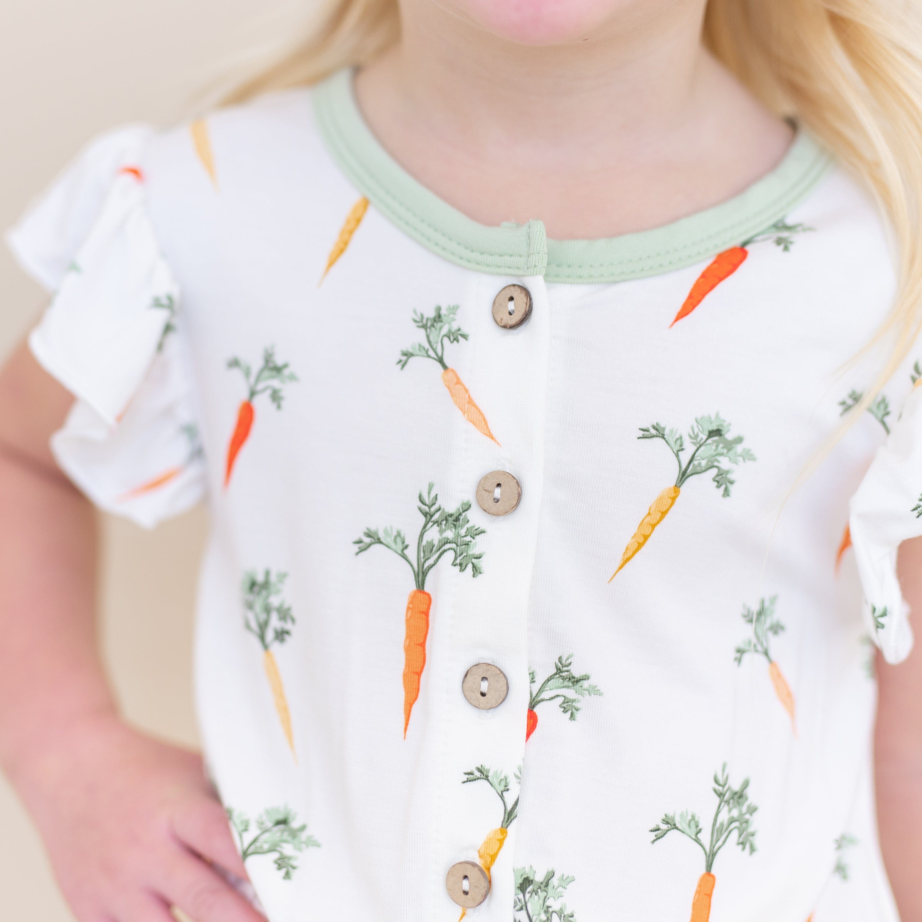 Flutter Sleeve Romper in Carrot