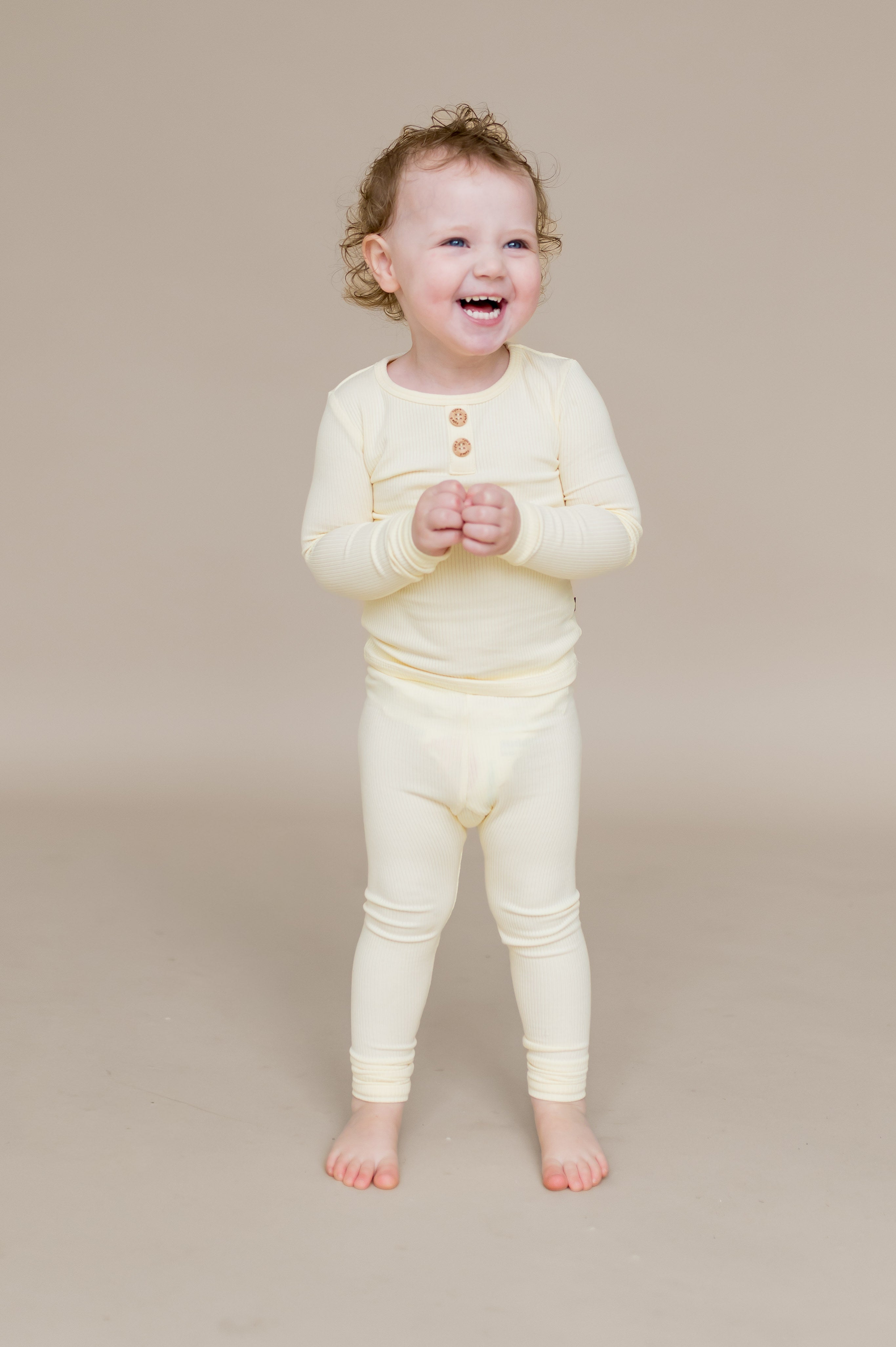 Ribbed Henley Set in Chamomile
