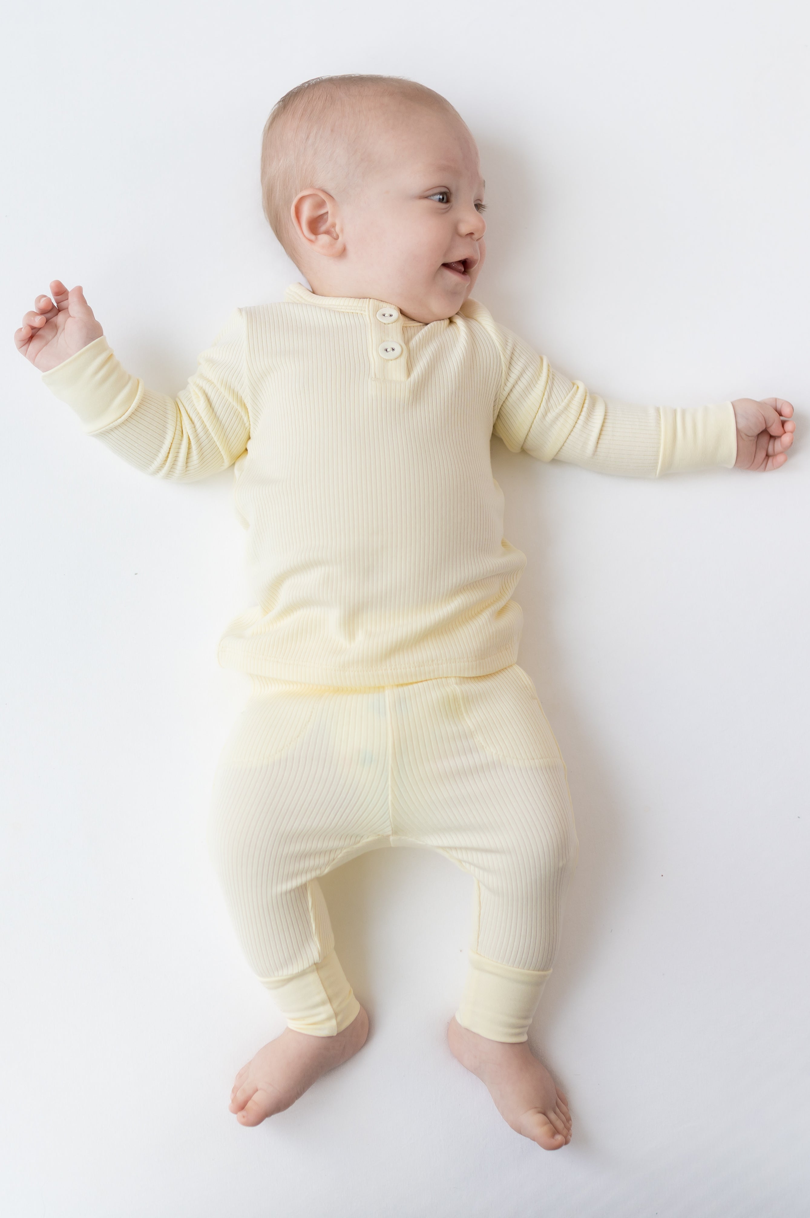 Ribbed Infant Henley Set in Chamomile