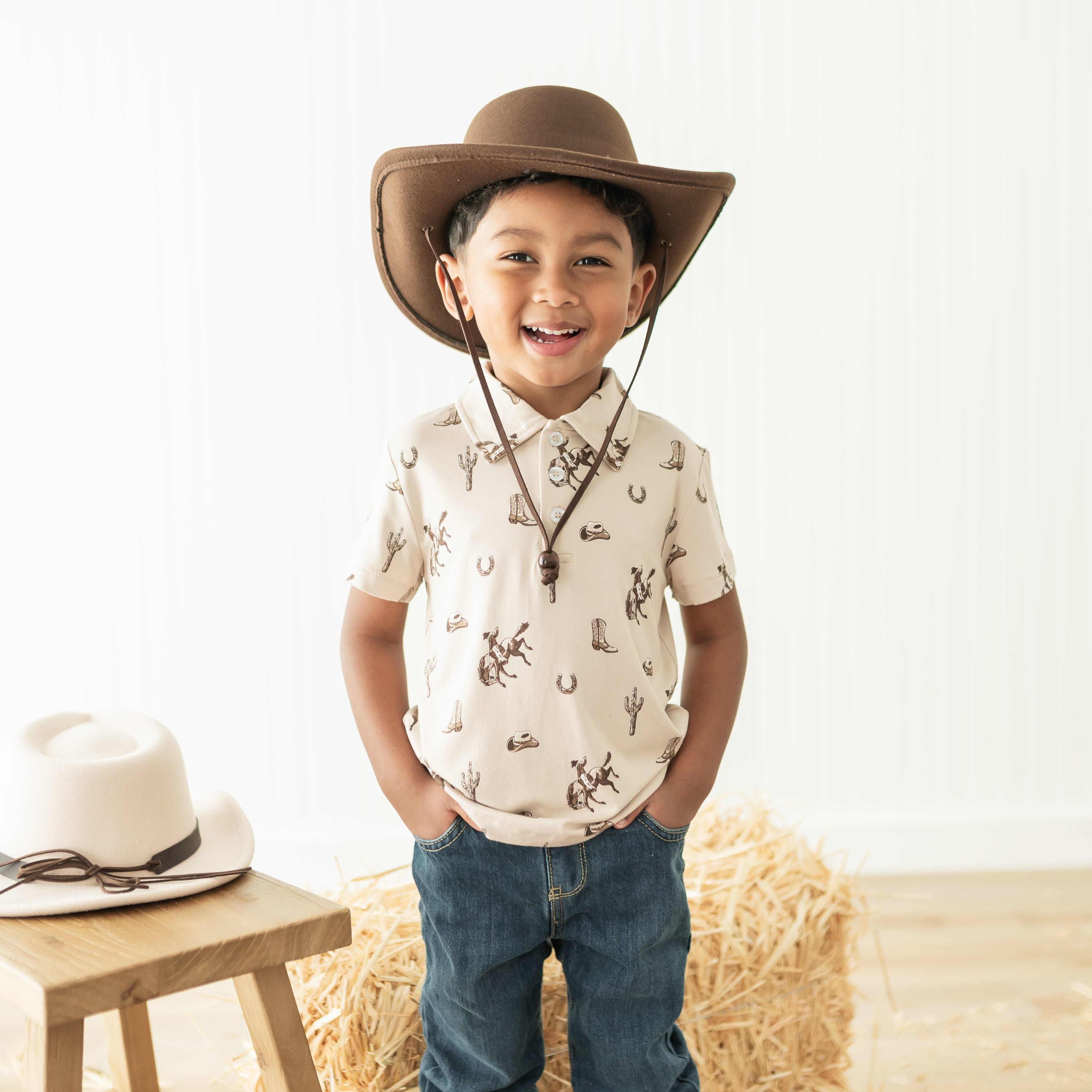Toddler Short Sleeve Polo in Classic Cowboy