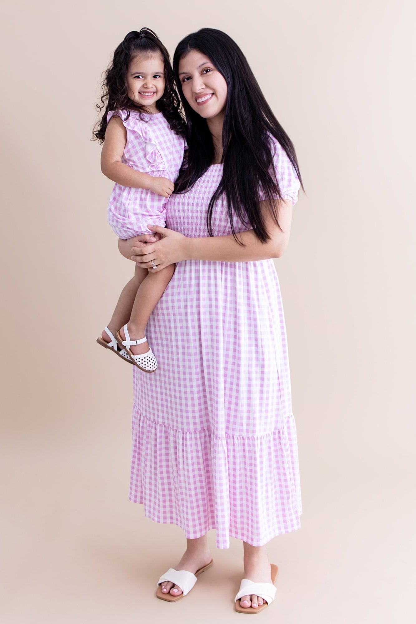 Women’s Smocked Dress in Gingham Thistle