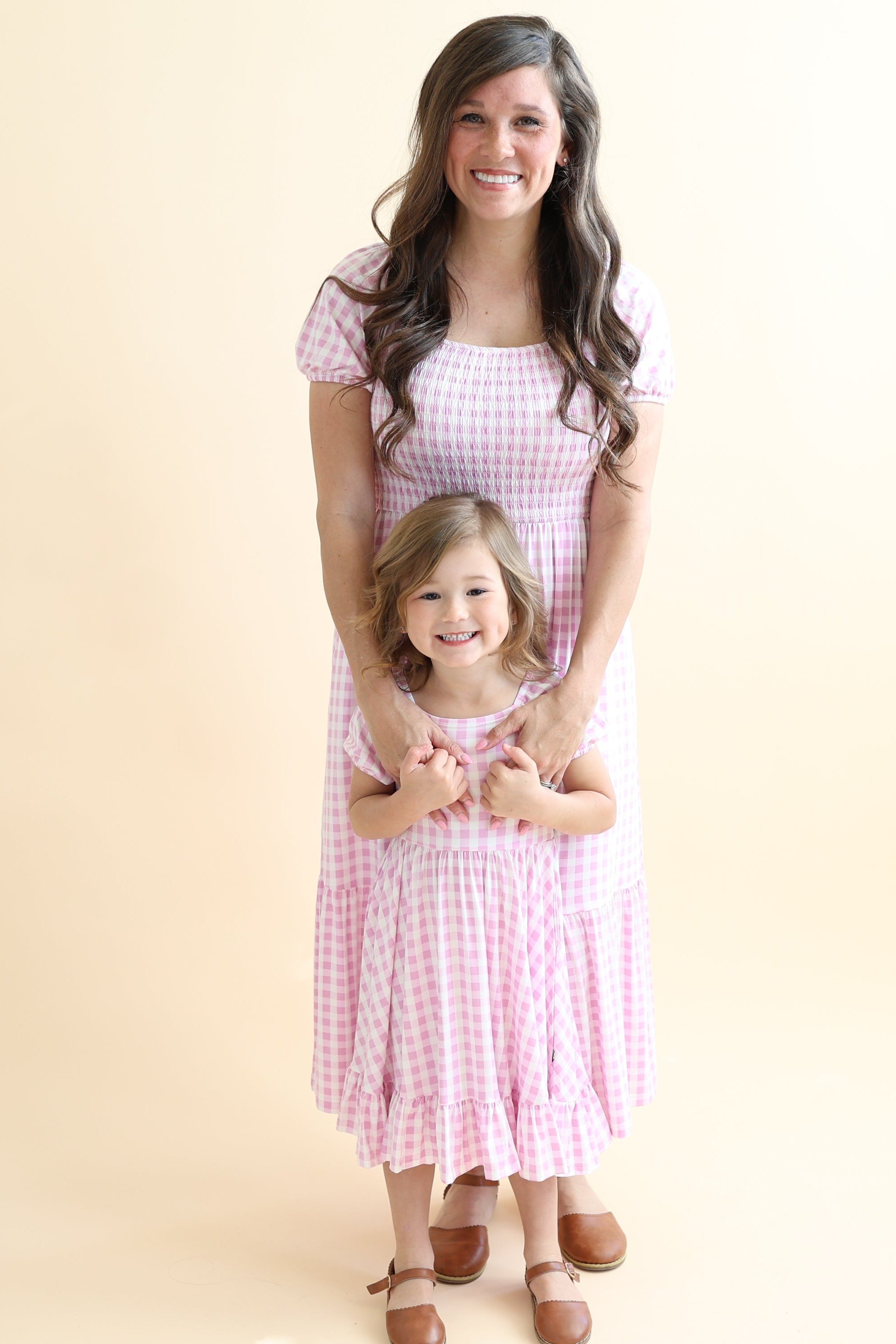 Women’s Smocked Dress in Gingham Thistle