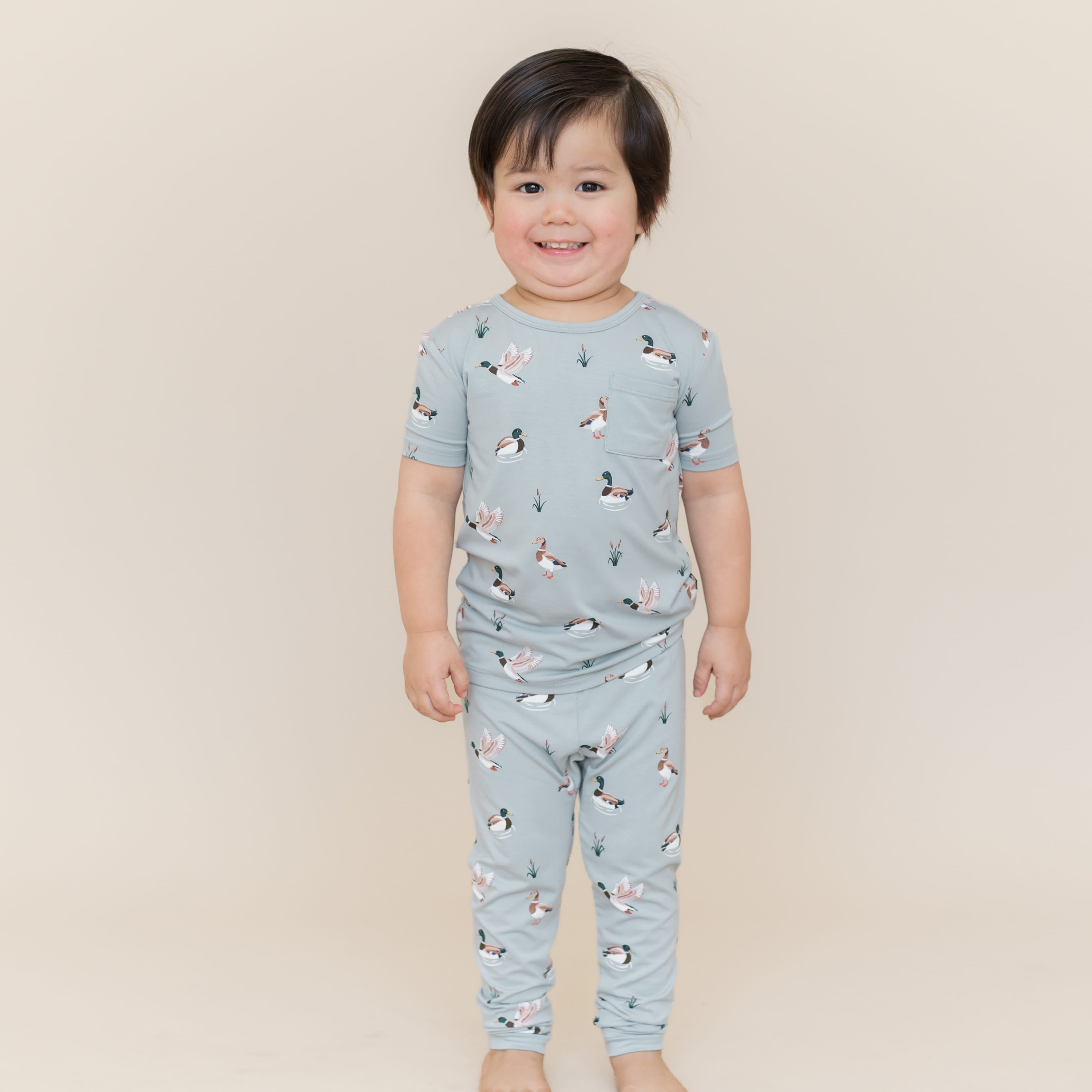 Short Sleeve with Pants Pajamas in Mallard Duck