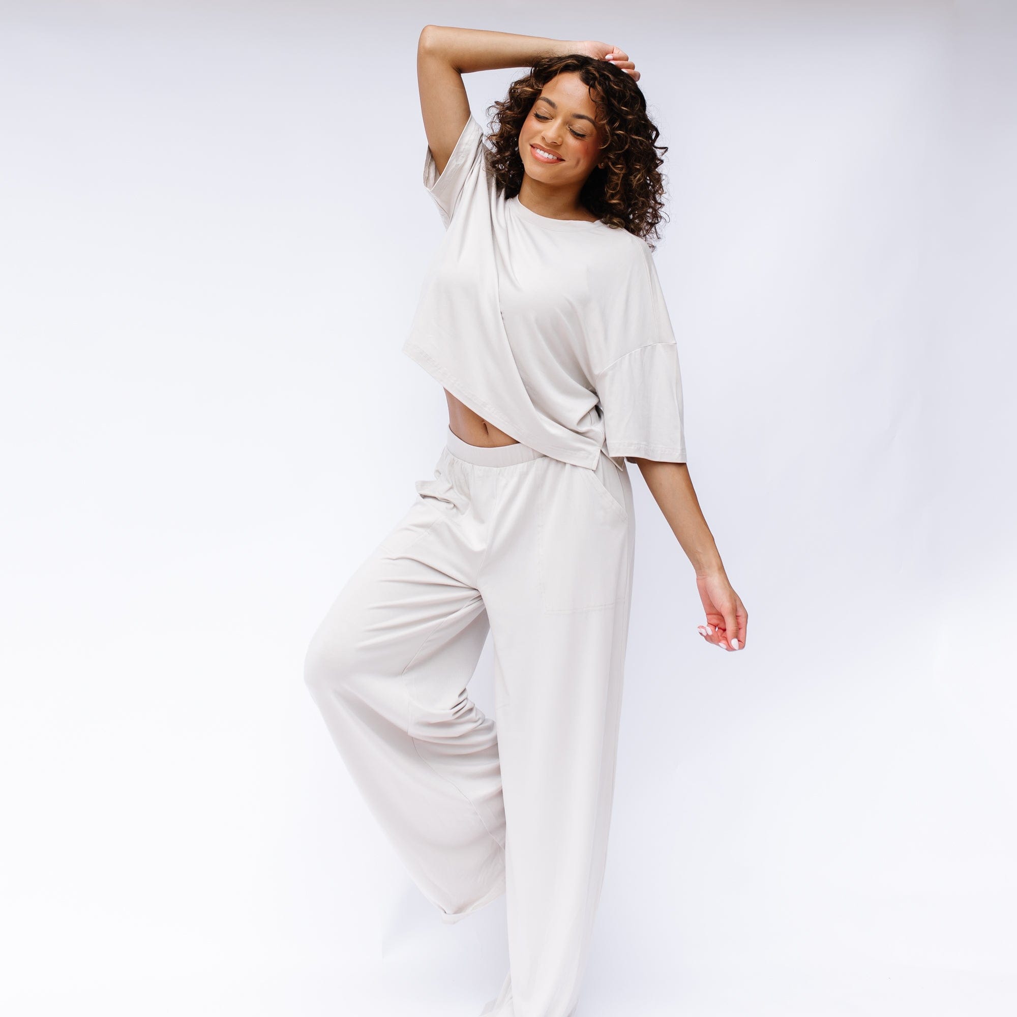 Women's Wide Leg Pant Set in Oat