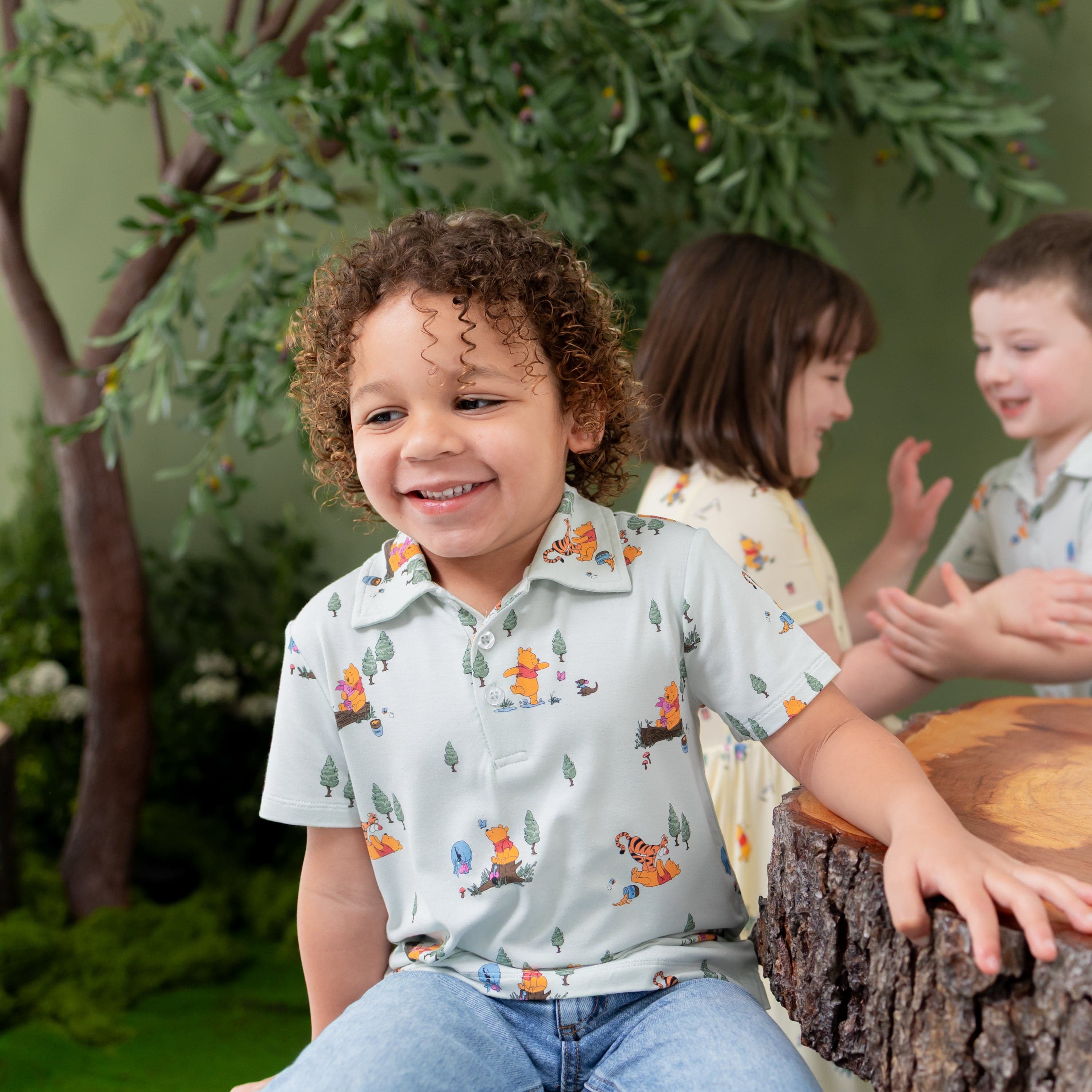 Toddler Short Sleeve Polo in Winnie the Pooh Hundred Acre Wood