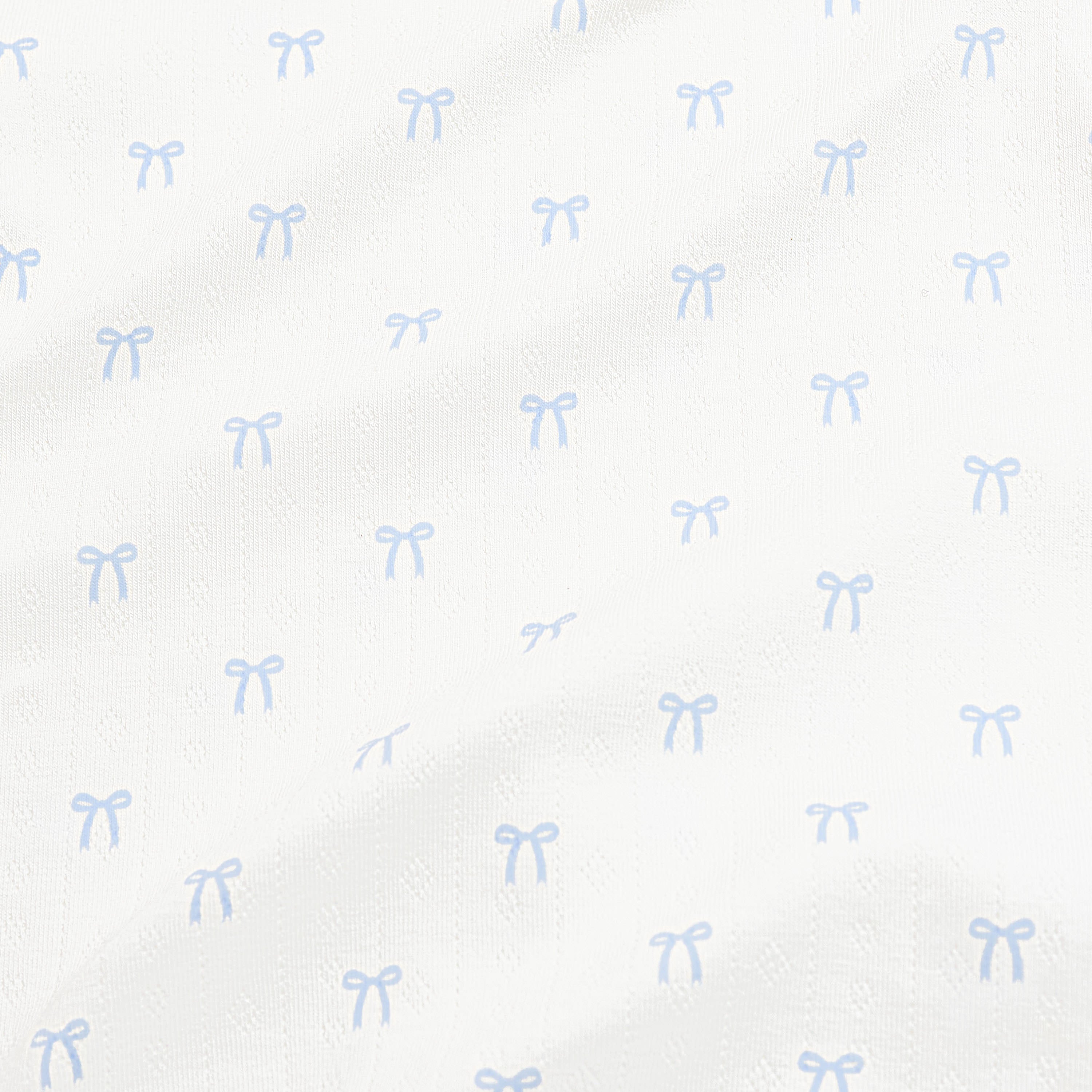 Pointelle Zippered Footie in Sweet Blue Bow