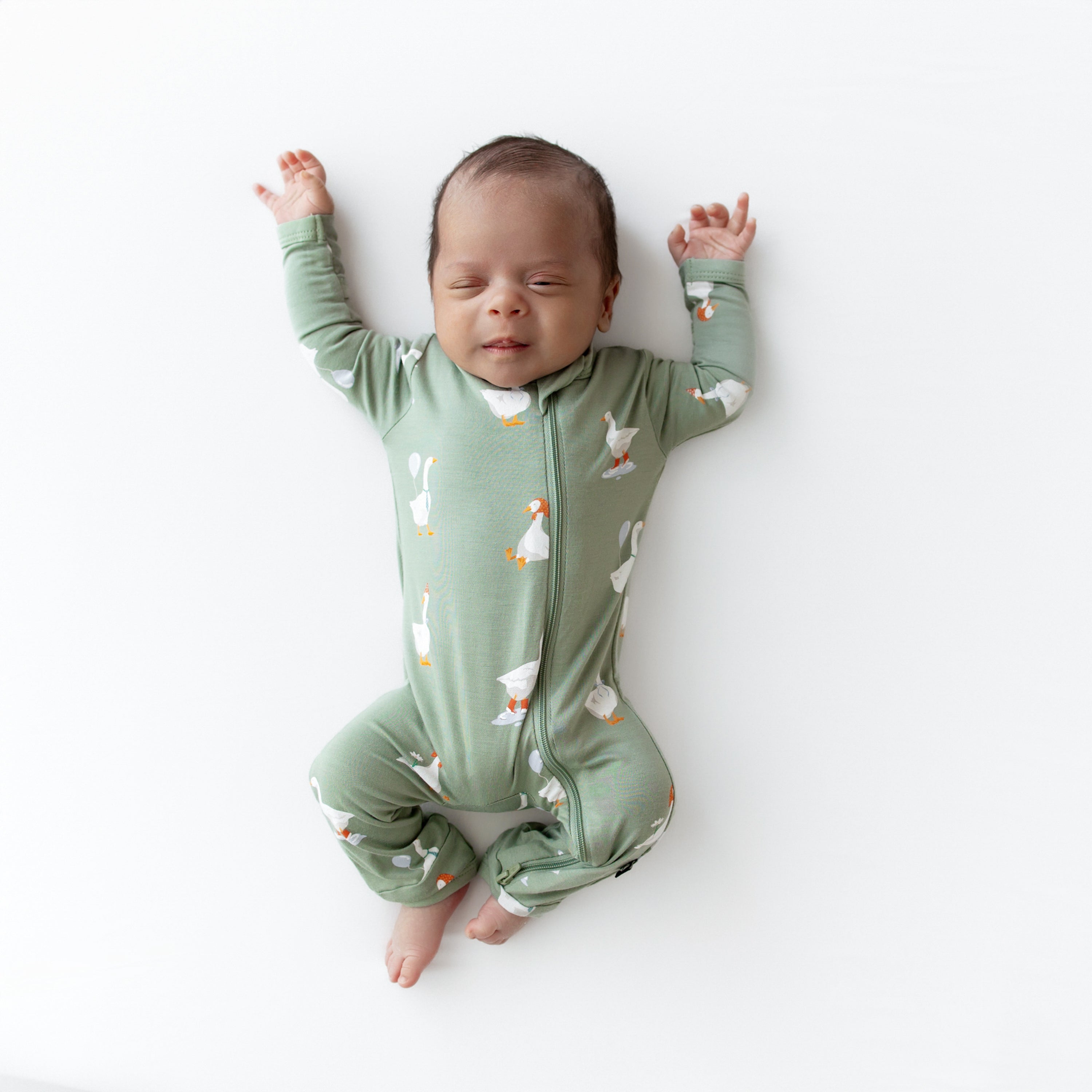 Zippered Romper in Silly Goose