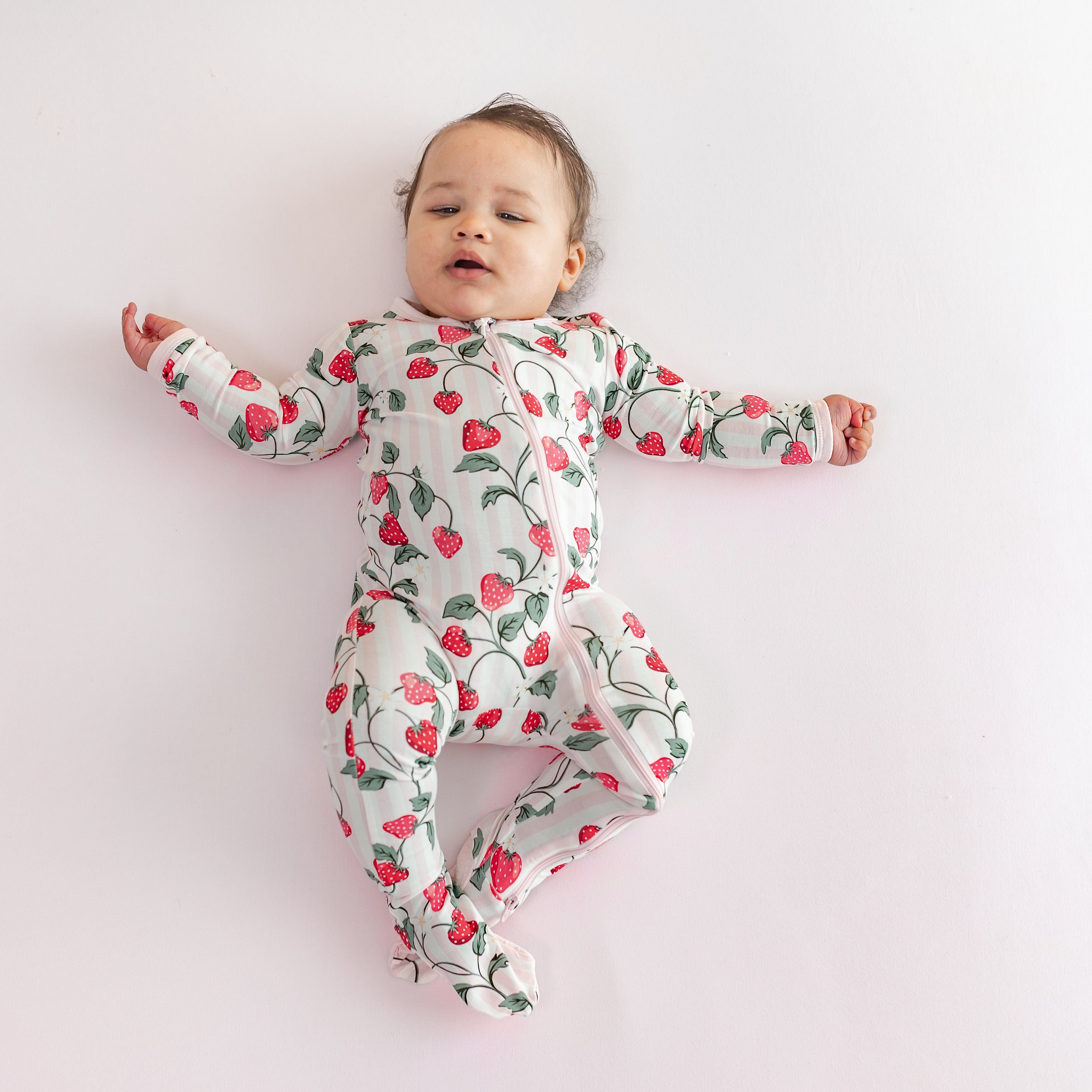 Zippered Footie in Strawberry Fields