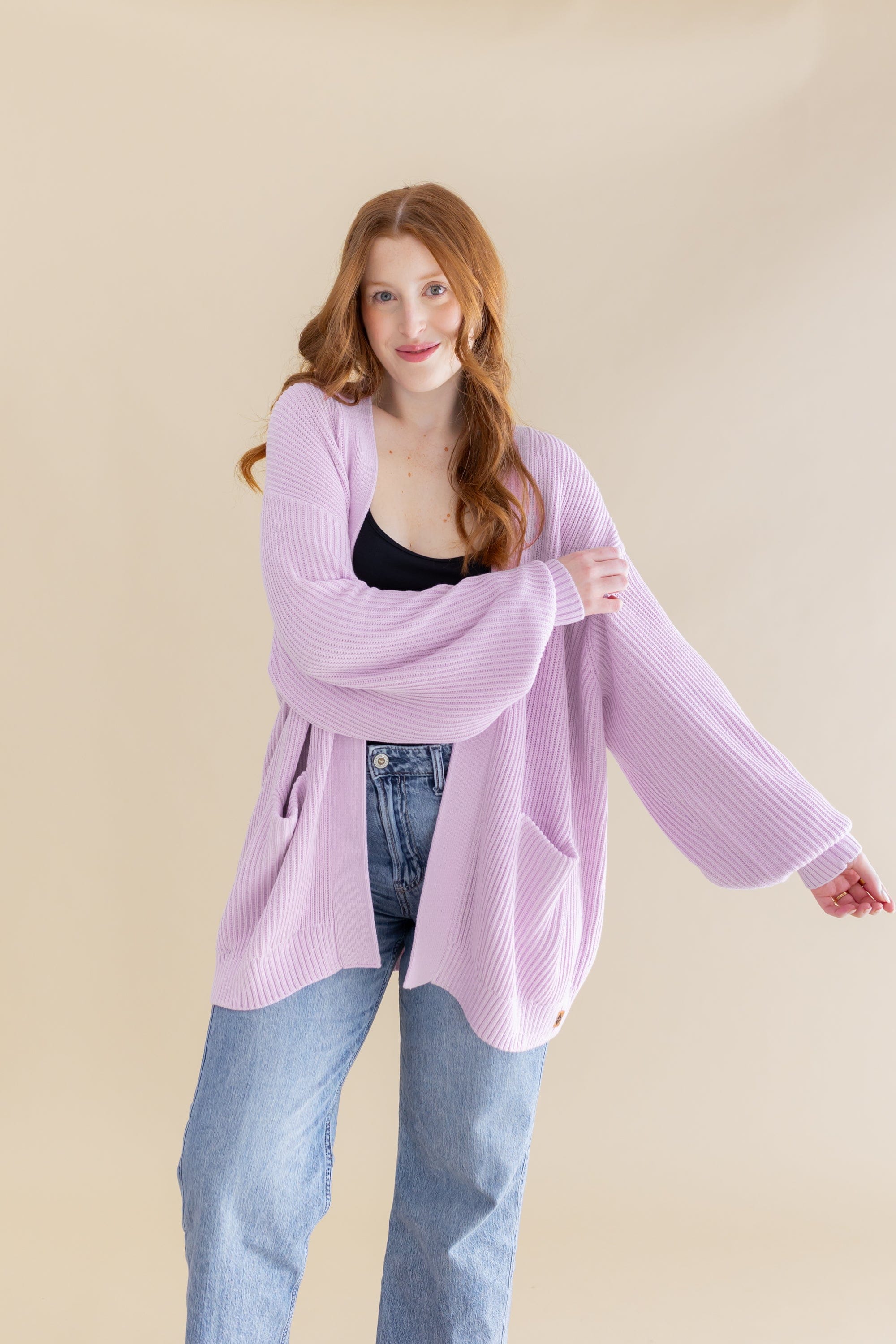 Chunky Knit Women's Oversized Cardigan in Thistle