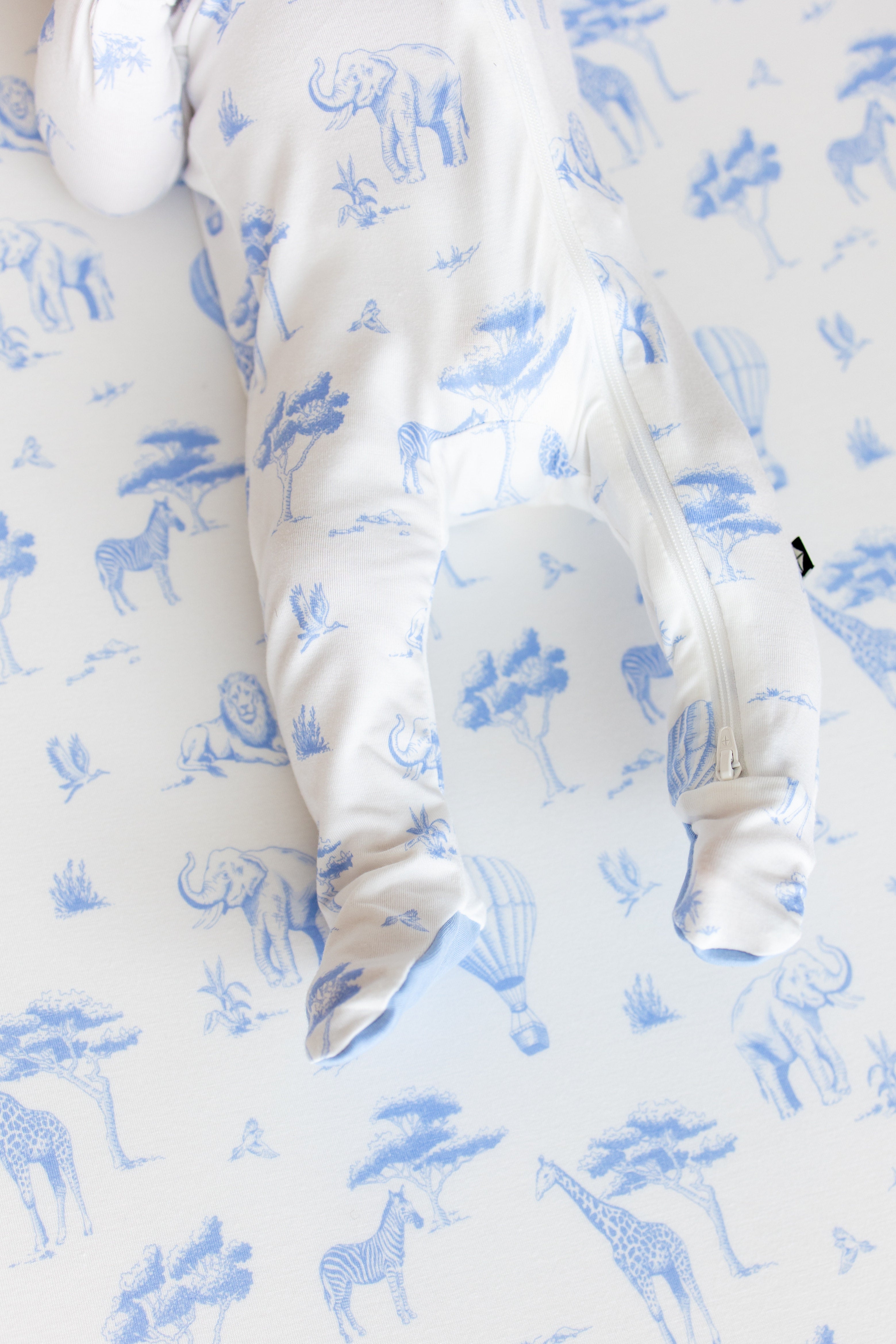 Zippered Footie in Toile Safari