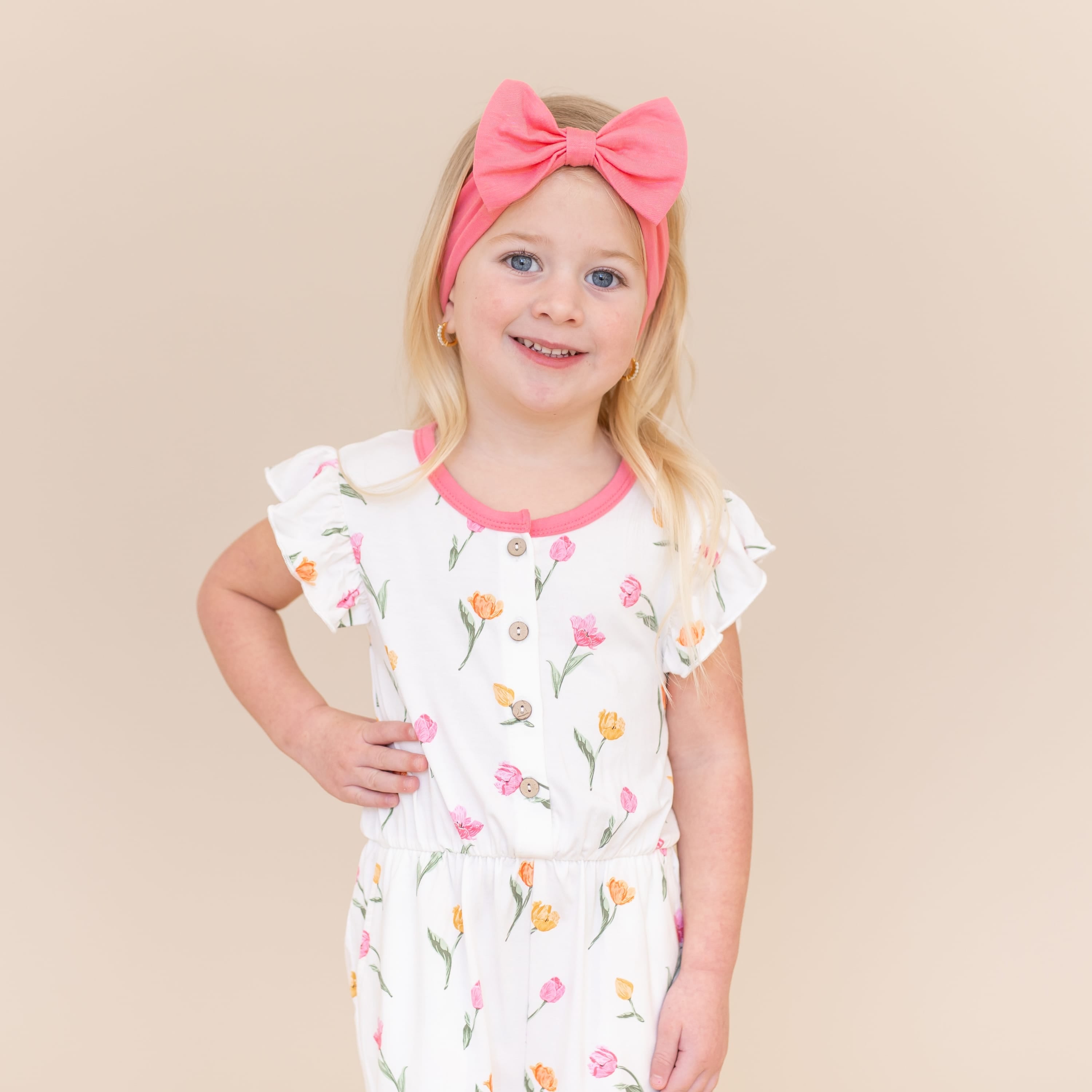 Flutter Sleeve Romper in Tulip