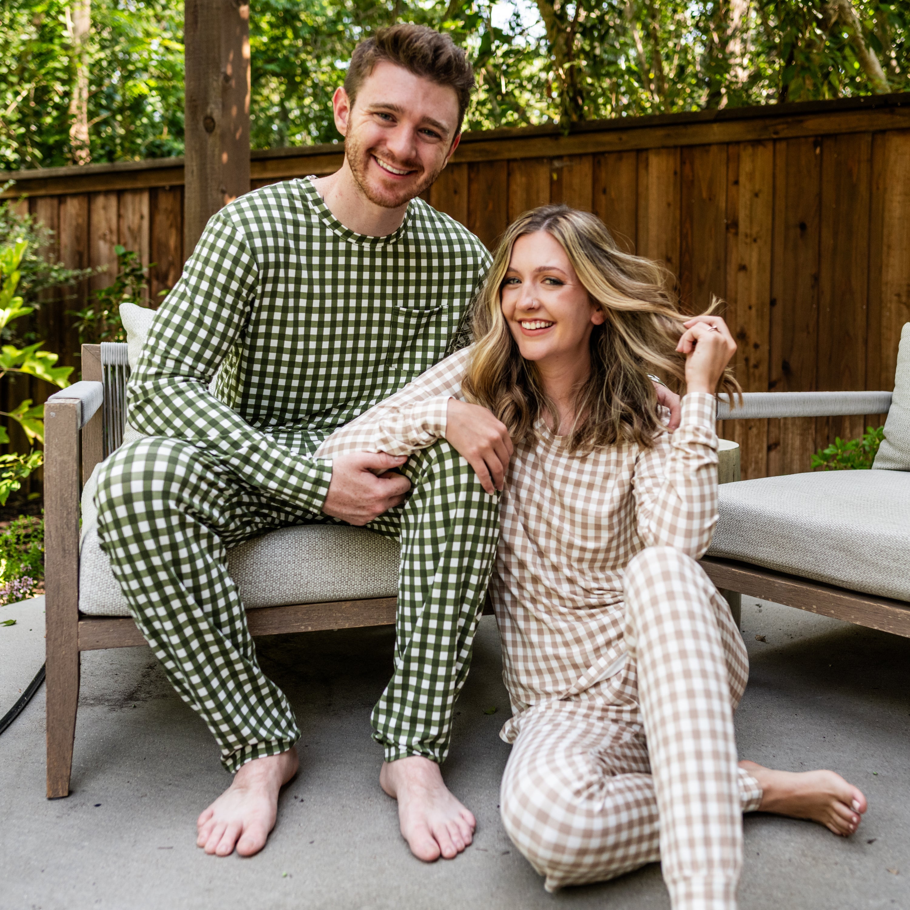 Men's Jogger Set in Gingham Fir
