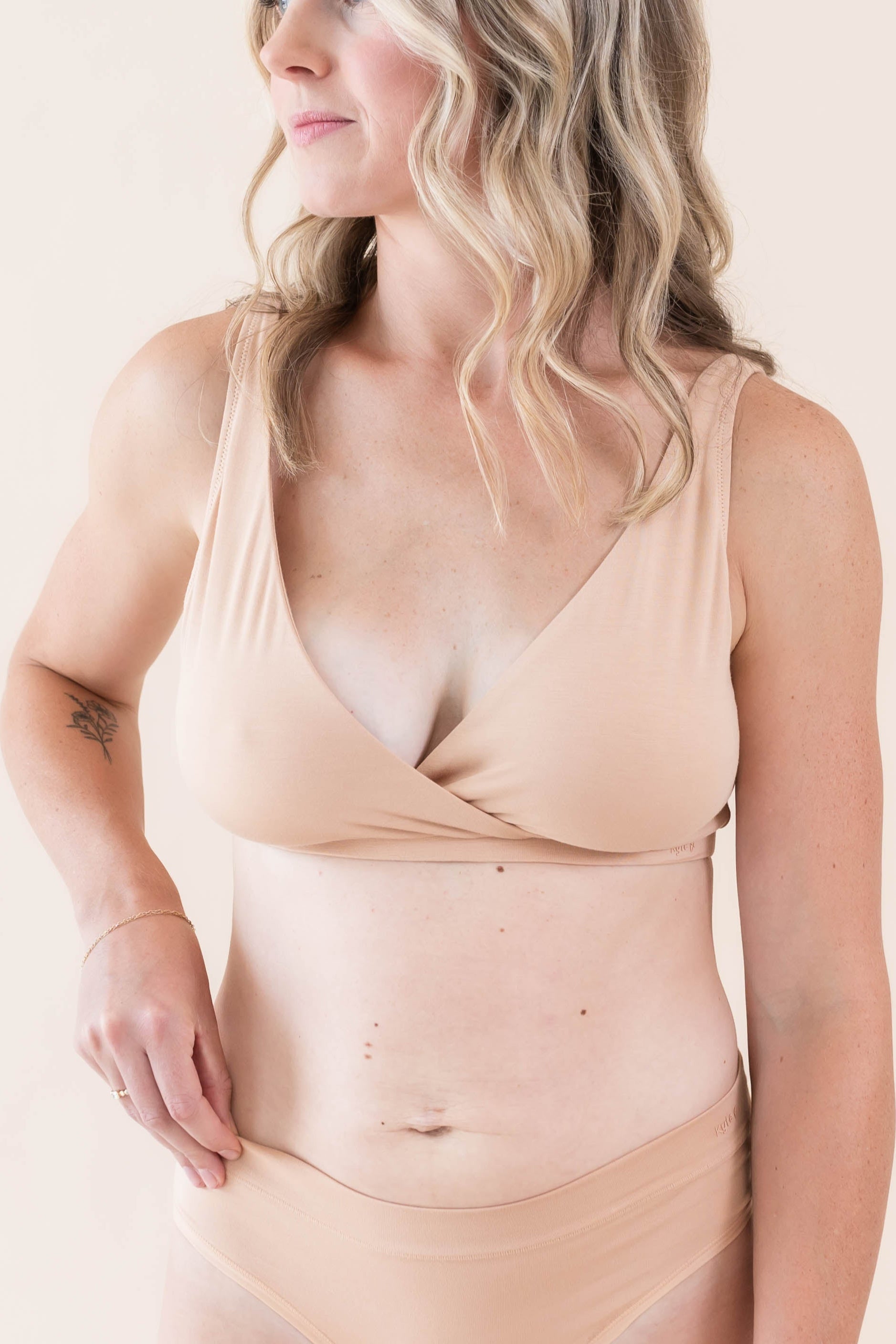 Women's Cross Front Bralette in Chai