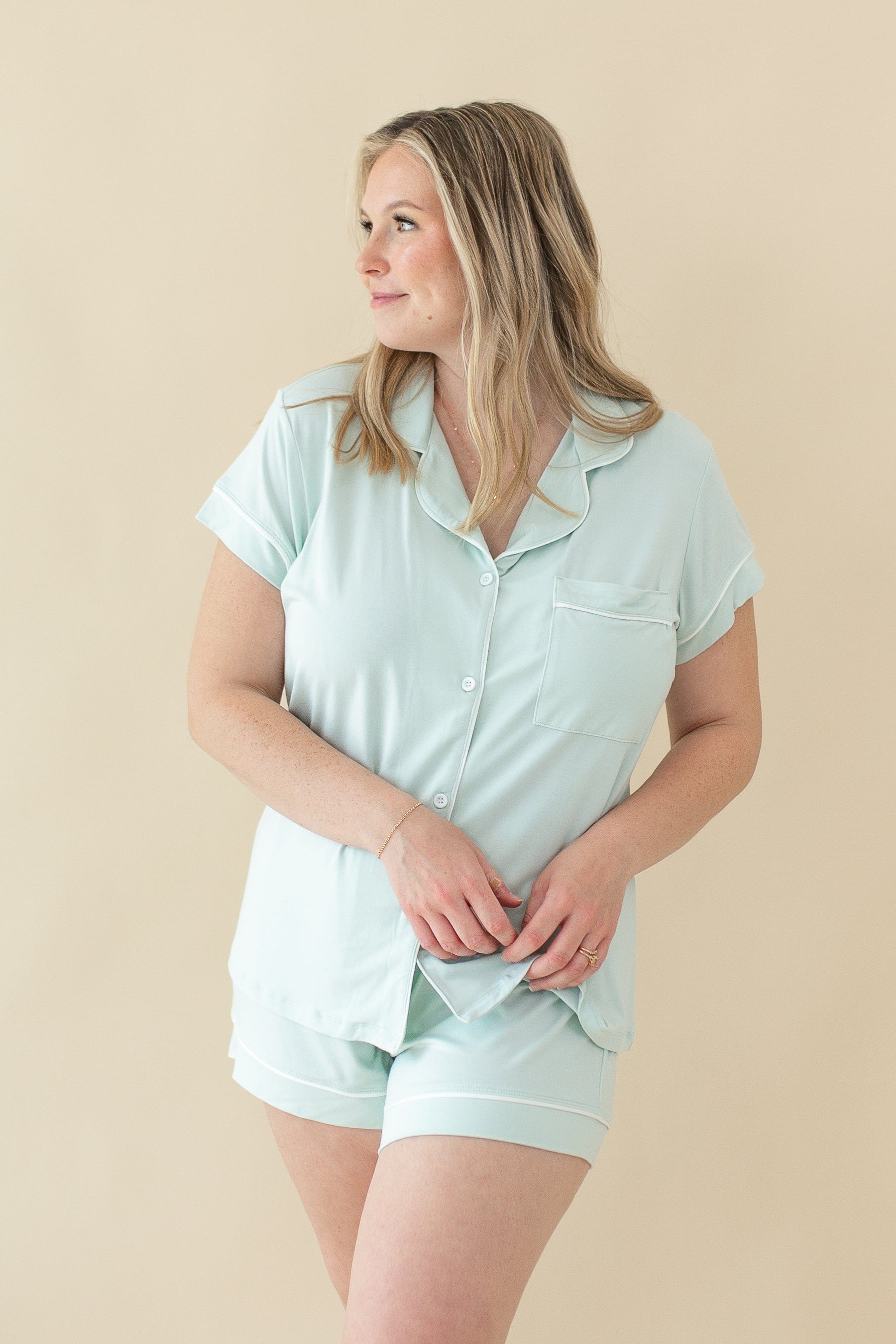 Women's Short Sleeve Pajama Set in Dew