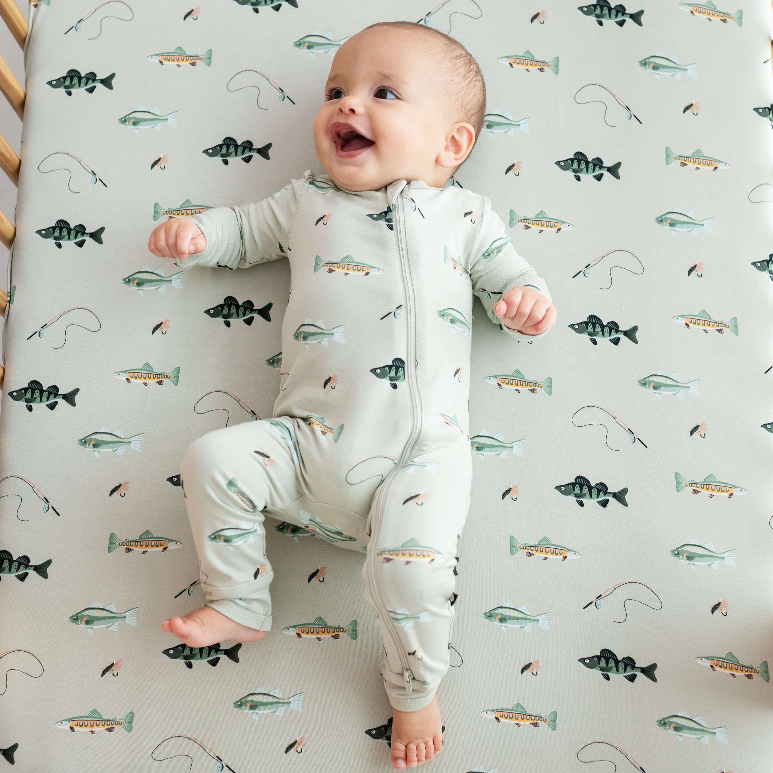 Zippered Romper in Fishing