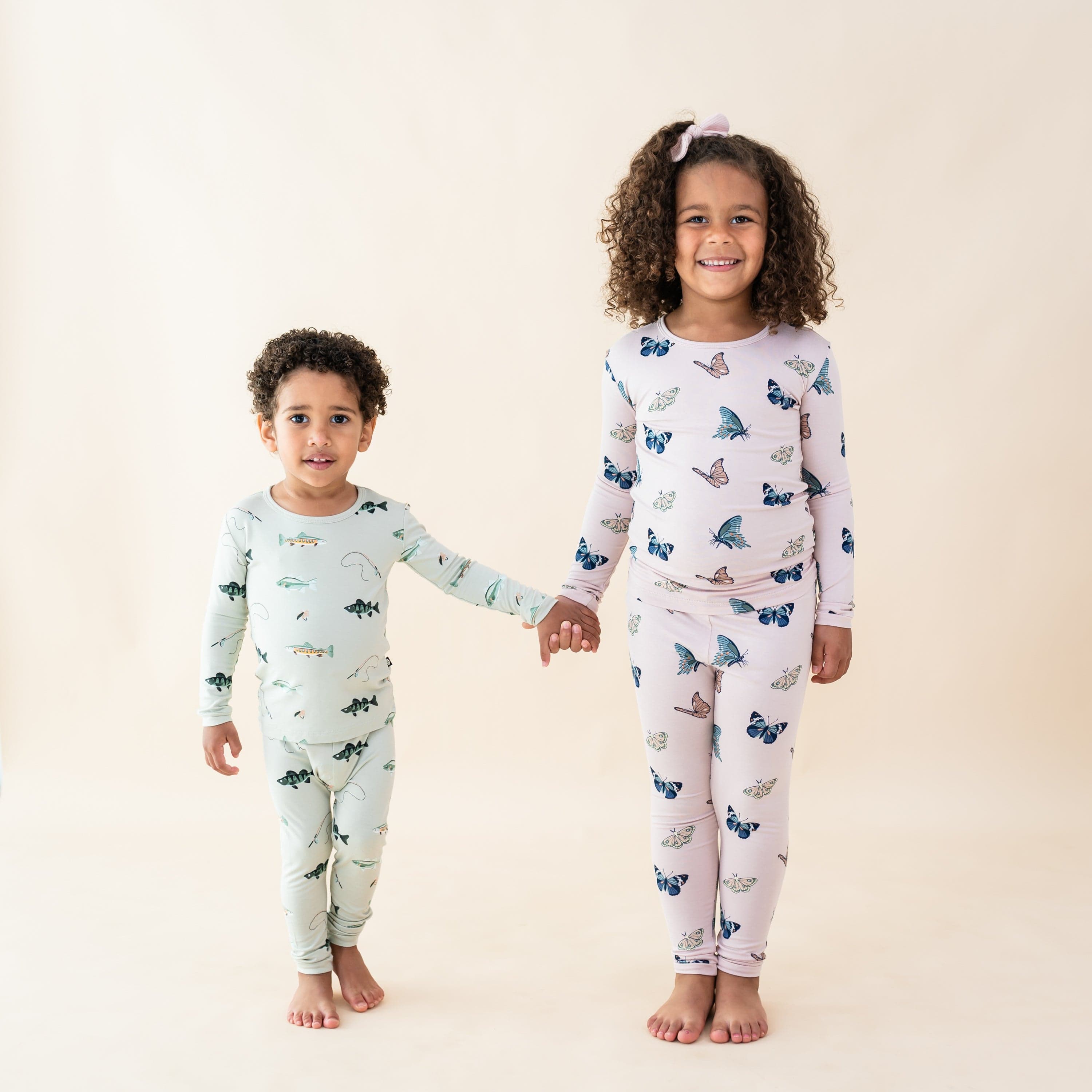 Long Sleeve Pajamas in Blush Butterfly